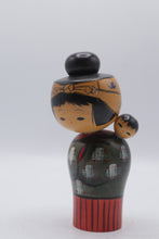 Load image into Gallery viewer, Vintage Japanese Kokeshi Mother and Child Doll Baby on Back 6 5 Inch