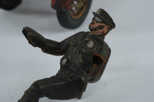 Load image into Gallery viewer, Antique Hubley Cast Iron Motorcycle Sidecar Toy Police Riders Original Paint