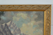 Load image into Gallery viewer, Alpine Chalet Landscape Painting – Original Oil on Canvas in Ornate Gold Frame, 11.75 x 13.5