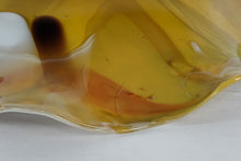 Load image into Gallery viewer, Vintage Hand Blown Art Glass Bowl Amber Black White Swirl Console Centerpiece