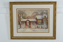 Load image into Gallery viewer, The Museum by Trisha Romance – 1987 Framed Print – 26.5" x 22" Vintage Winter Scene Art