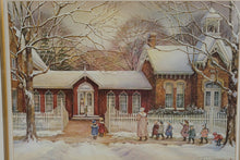 Load image into Gallery viewer, The Museum by Trisha Romance – 1987 Framed Print – 26.5" x 22" Vintage Winter Scene Art