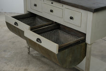 Load image into Gallery viewer, NapaStyle Possum Belly Kitchen Island with Zinc Bins and Dark Wood Top