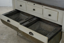 Load image into Gallery viewer, NapaStyle Possum Belly Kitchen Island with Zinc Bins and Dark Wood Top
