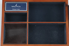Load image into Gallery viewer, Nautica Dresser Valet Wood Leather Jewelry Watch Organizer Mens Catchall