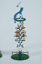 Load image into Gallery viewer, Pair of German Tin Miniature Maypoles – Kunst & Handwerk P. Urban München – Hand-Painted Erzgebirge-Style Figurines