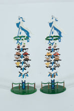 Load image into Gallery viewer, Pair of German Tin Miniature Maypoles – Kunst & Handwerk P. Urban München – Hand-Painted Erzgebirge-Style Figurines