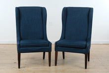 Load image into Gallery viewer, Pair of Madison Park Navy Upholstered Wingback Dining Chairs with Nailhead Trim