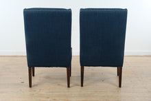 Load image into Gallery viewer, Pair of Madison Park Navy Upholstered Wingback Dining Chairs with Nailhead Trim