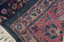 Load image into Gallery viewer, Vintage Handmade Persian Sarouk Style Wool Area Rug 94 x 120 Navy Floral Carpet