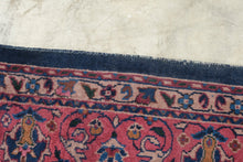 Load image into Gallery viewer, Vintage Handmade Persian Sarouk Style Wool Area Rug 94 x 120 Navy Floral Carpet