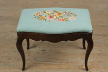 Load image into Gallery viewer, Floral Needlepoint Upholstered Bench with Cabriole Legs