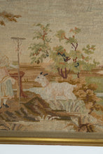 Load image into Gallery viewer, Framed Antique Style Needlepoint Tapestry Pastoral Scene Wall Art 55.5 x 19