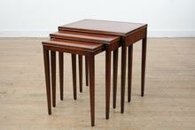 Load image into Gallery viewer, “The Wexford Trio” – Vintage Leather-Top Nesting Tables with Gold Tooling