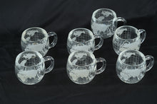 Load image into Gallery viewer, Nestle World Globe Glass Mugs Set of 7 Clear Coffee Cups 3 Inch