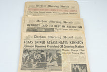 Load image into Gallery viewer, Original 1963 JFK Assassination Newspapers Durham Morning Herald Four Historic Issues