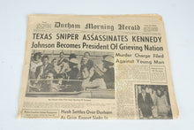 Load image into Gallery viewer, Original 1963 JFK Assassination Newspapers Durham Morning Herald Four Historic Issues
