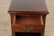 Load image into Gallery viewer, Vintage Mahogany Nightstand with Drawer & Interior Shelf – 28" Tall