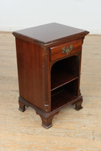 Load image into Gallery viewer, Vintage Mahogany Nightstand with Drawer & Interior Shelf – 28" Tall