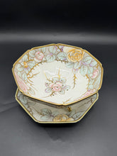 Load image into Gallery viewer, Antique Nippon Hand Painted Rose Berry Strainer Bowl Underplate Gold Trim Set