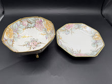 Load image into Gallery viewer, Antique Nippon Hand Painted Rose Berry Strainer Bowl Underplate Gold Trim Set