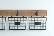 Load image into Gallery viewer, Rustic Wall Organizer Wood Metal Baskets Numbered Storage Rack Farmhouse