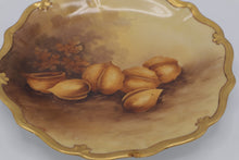 Load image into Gallery viewer, Hand Painted Porcelain Nut Plate with Gilded Scalloped Rim – Signed