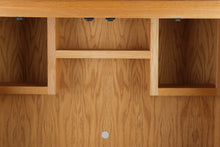 Load image into Gallery viewer, Solid Oak Computer Armoire Desk Cabinet with Pull Out Work Surface