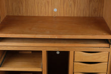 Load image into Gallery viewer, Solid Oak Computer Armoire Desk Cabinet with Pull Out Work Surface