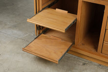 Load image into Gallery viewer, Solid Oak Computer Armoire Desk Cabinet with Pull Out Work Surface