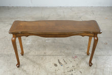 Load image into Gallery viewer, Queen Anne Style Oak Console Table 52 Inch Chevron Parquet Top