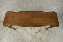 Load image into Gallery viewer, Queen Anne Style Oak Console Table 52 Inch Chevron Parquet Top