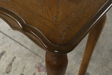 Load image into Gallery viewer, Queen Anne Style Oak Console Table 52 Inch Chevron Parquet Top