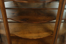 Load image into Gallery viewer, Antique Tiger Oak Curved Glass Curio Cabinet with Leaded Glass and Claw Feet