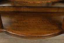 Load image into Gallery viewer, Antique Tiger Oak Curved Glass Curio Cabinet with Leaded Glass and Claw Feet