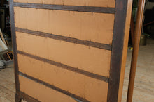 Load image into Gallery viewer, Antique Tiger Oak Curved Glass Curio Cabinet with Leaded Glass and Claw Feet