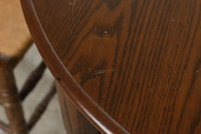 Load image into Gallery viewer, Vintage Solid Oak Round Extension Dining Table with Four Rush Seat Ladderback Chairs