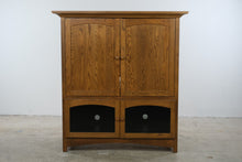 Load image into Gallery viewer, Amish Made Solid Oak Entertainment Cabinet Media Armoire