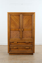 Load image into Gallery viewer, Vintage Oak Gentleman’s Chest Armoire with Carved Panel Doors and Drawers