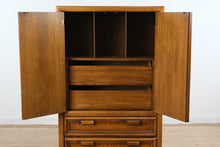 Load image into Gallery viewer, Vintage Oak Gentleman’s Chest Armoire with Carved Panel Doors and Drawers