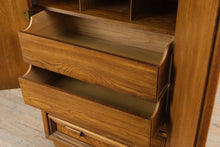 Load image into Gallery viewer, Vintage Oak Gentleman’s Chest Armoire with Carved Panel Doors and Drawers