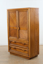 Load image into Gallery viewer, Vintage Oak Gentleman’s Chest Armoire with Carved Panel Doors and Drawers