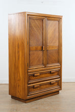 Load image into Gallery viewer, Vintage Oak Gentleman’s Chest Armoire with Carved Panel Doors and Drawers