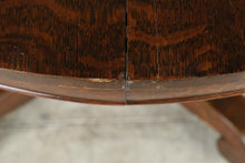 Load image into Gallery viewer, Antique Victorian Oak Round Pedestal Dining Table on Casters