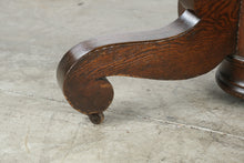 Load image into Gallery viewer, Antique Victorian Oak Round Pedestal Dining Table on Casters