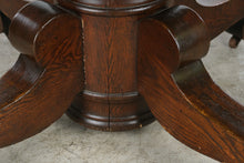 Load image into Gallery viewer, Antique Victorian Oak Round Pedestal Dining Table on Casters