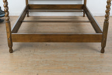Load image into Gallery viewer, Carved Oak Barley Twist King Size Canopy Bed Attributed to Baker Milling Road