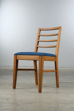 Load image into Gallery viewer, Oak Dining Chair Blue Upholstered Seat Ladder Back