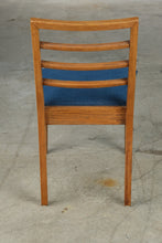 Load image into Gallery viewer, Oak Dining Chair Blue Upholstered Seat Ladder Back