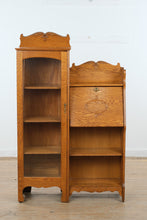 Load image into Gallery viewer, Restored Solid Oak Side-by-Side Cabinet with Glass Door & Secretary Storage